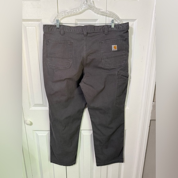 Carhartt Mens Rugged Flex Relaxed Fit Canvas Work Pants Cotton Gray 42 x 30 - Picture 2 of 9